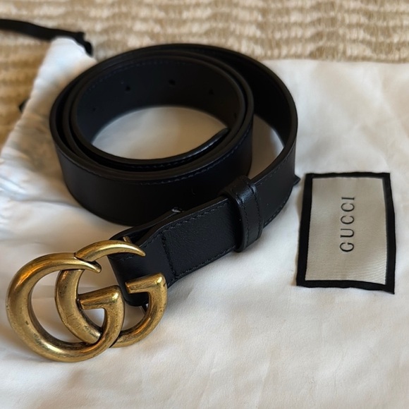 Gucci Black Leather Belt with Gold Hardware. Size 95. Originally $570. $350 - Picture 1 of 4
